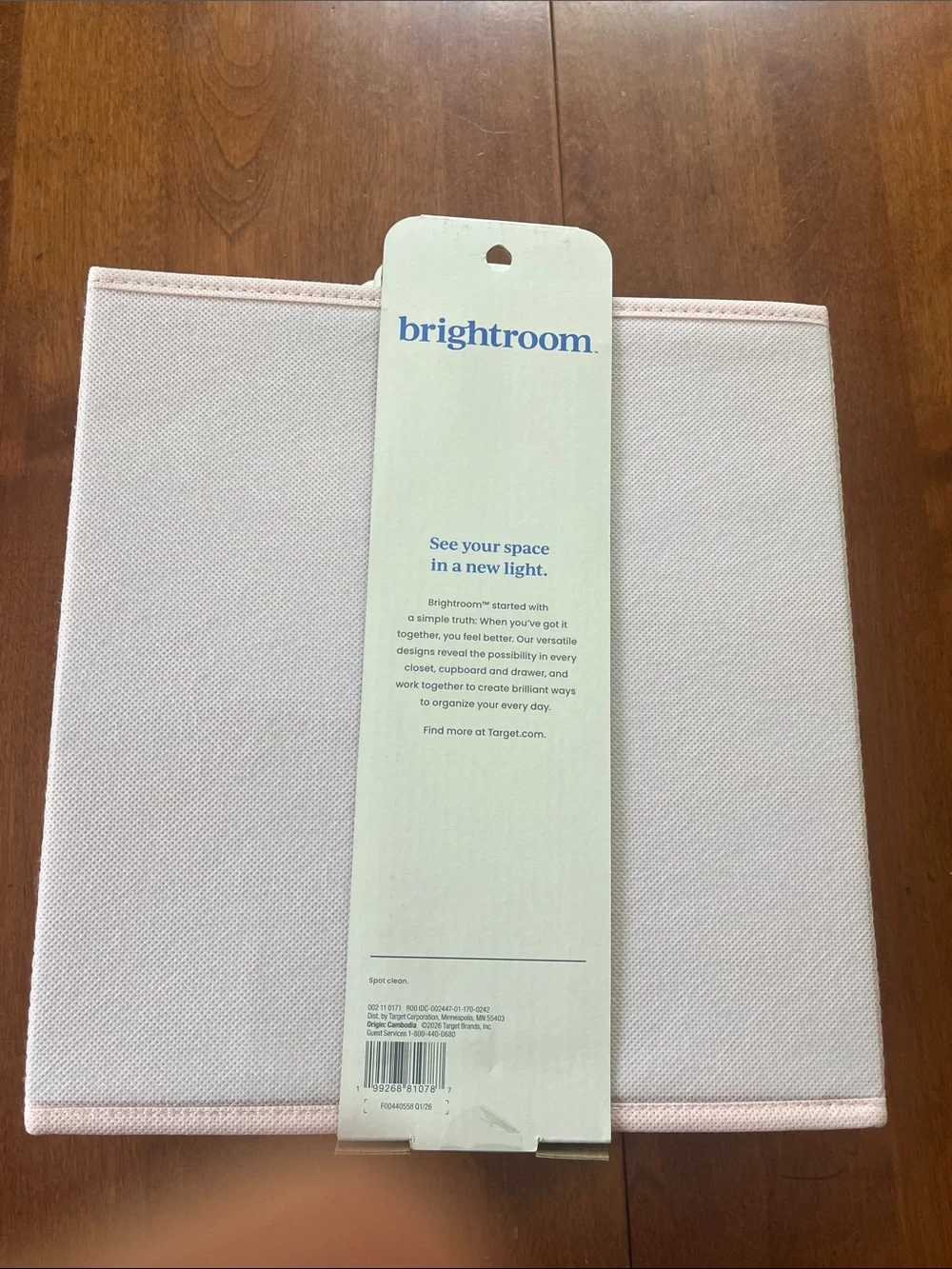 Brightroom 11” x 10.5” fabric decorative storage bin eyelet blush